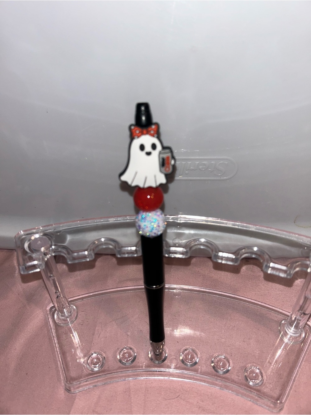 Diet Coke ghost beaded pen